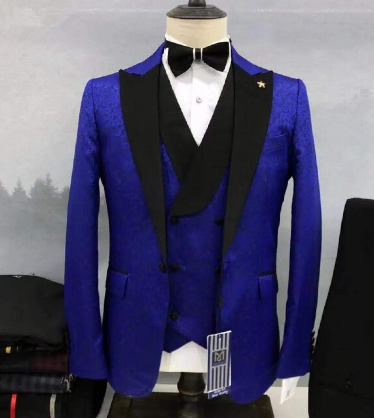 2022 Fashion New Men Casual Boutique Business Slim Host Golden Dark Pattern Suit 3 pezzi Set Blazer giacca gilet Pan