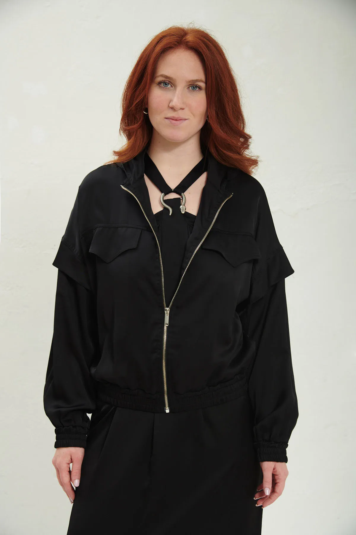 8PM Bomber in viscosa con cappuccio CROCO