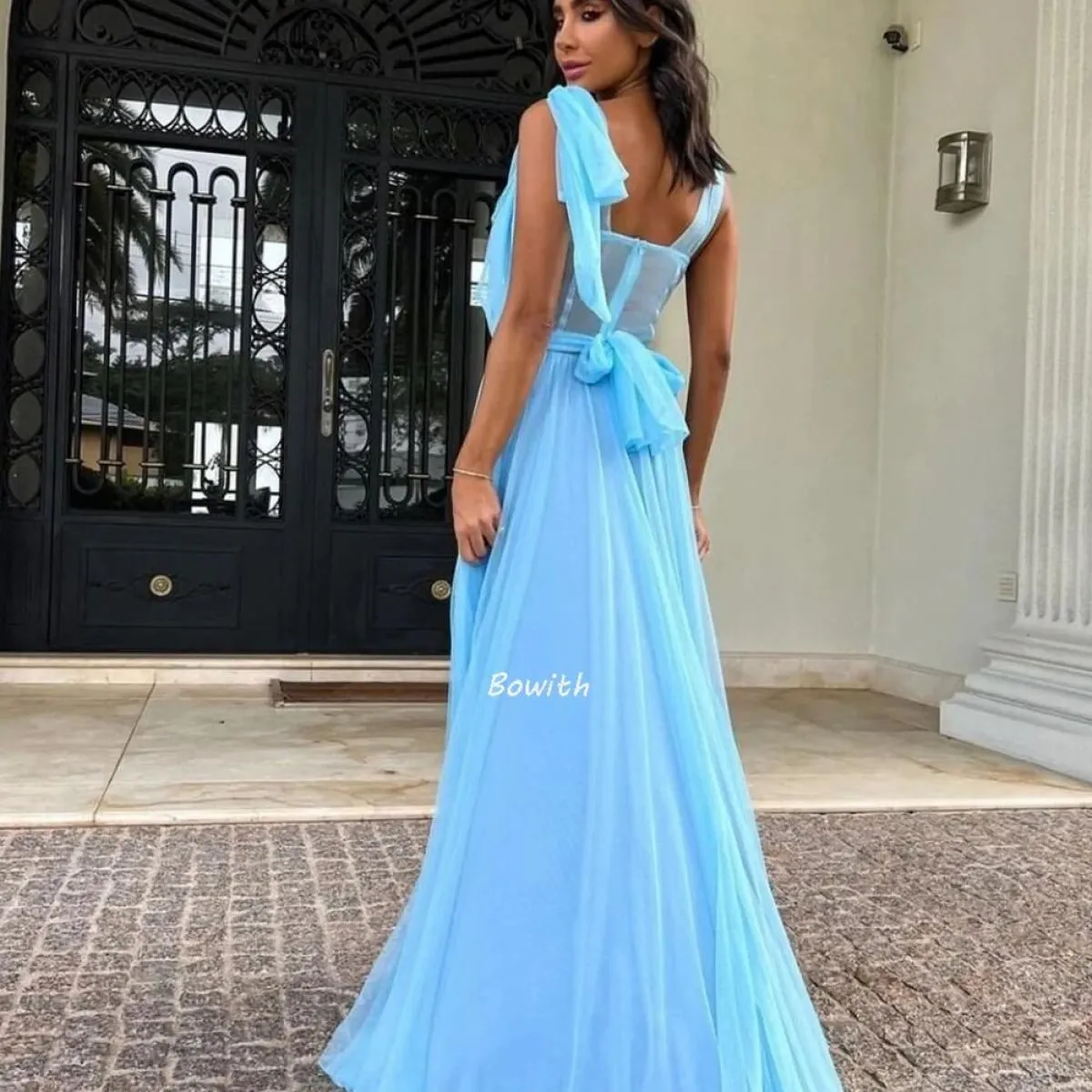 Abiti da festa da sera blu cielo Abito da festa monospalla Abito formale per donna Elegante abito da festa di Natale Robe De Soi