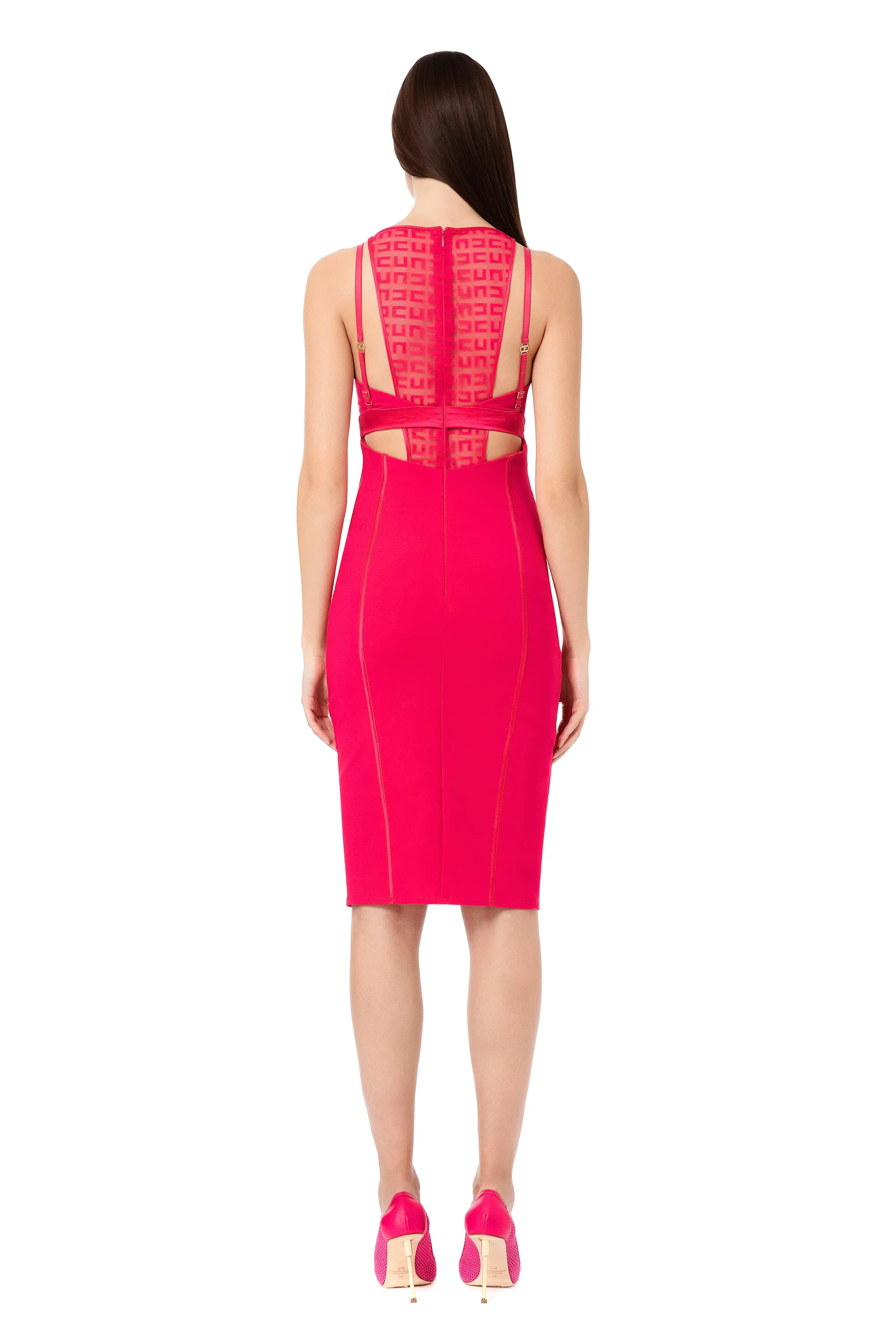Abito a tubino con inserti di pizzo jacquard