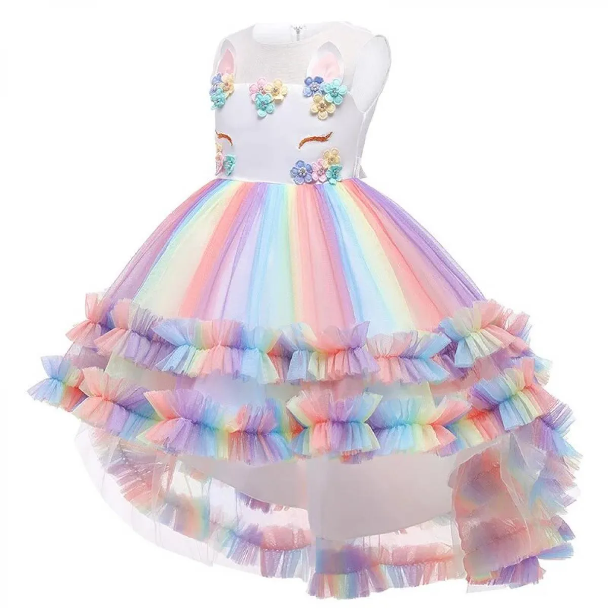 Abito colorato per bambini di Natale Unicorno per bambina Costume per bambini Abiti da festa in cosplay Abiti da principessa di