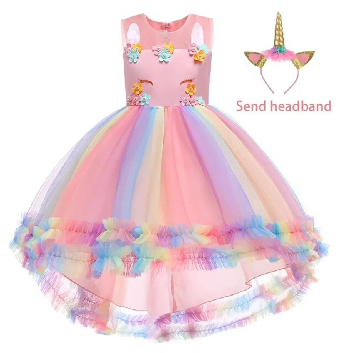 Abito colorato per bambini di Natale Unicorno per bambina Costume per bambini Abiti da festa in cosplay Abiti da principessa di