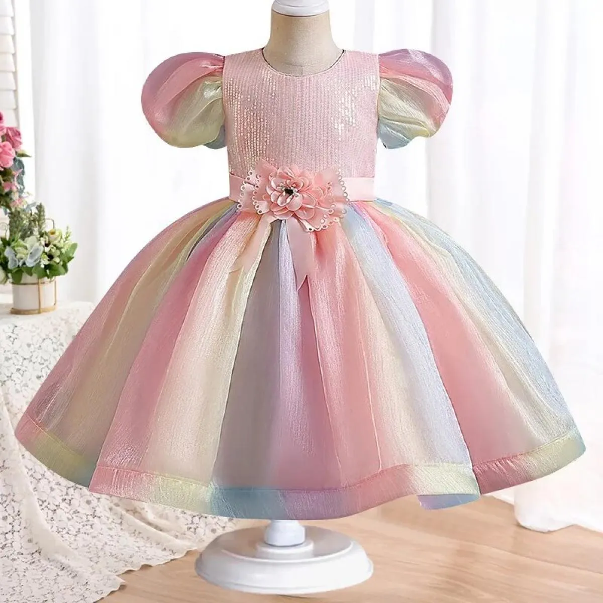 Abito da sposa per bambini con paillettes per ragazze Abiti per ragazze Matrimoni Feste Ragazza per bambini Natale