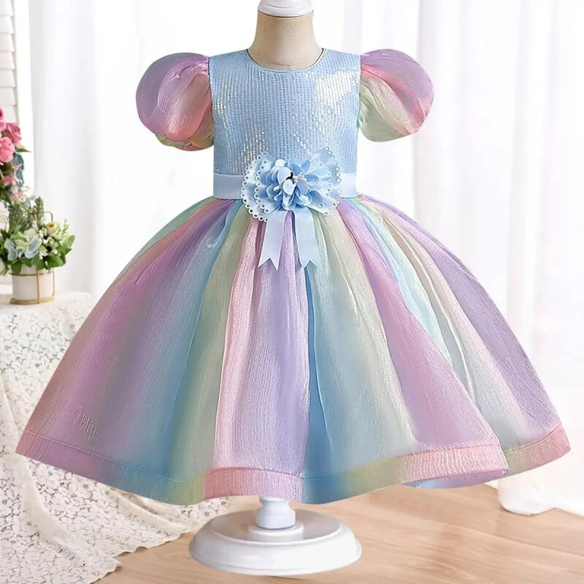 Abito da sposa per bambini con paillettes per ragazze Abiti per ragazze Matrimoni Feste Ragazza per bambini Natale