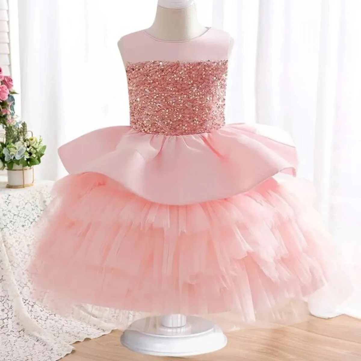 Abito da sposa per bambini con paillettes per ragazze Abiti per ragazze Matrimoni Feste Ragazza per bambini Natale