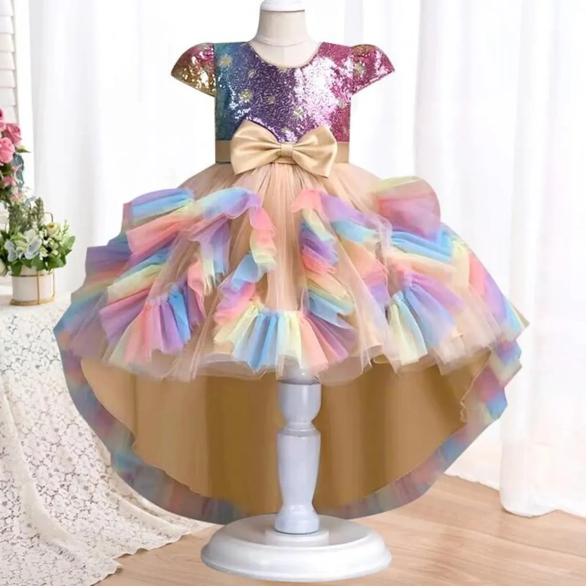 Abito da sposa per bambini con paillettes per ragazze Abiti per ragazze Matrimoni Feste Ragazza per bambini Natale