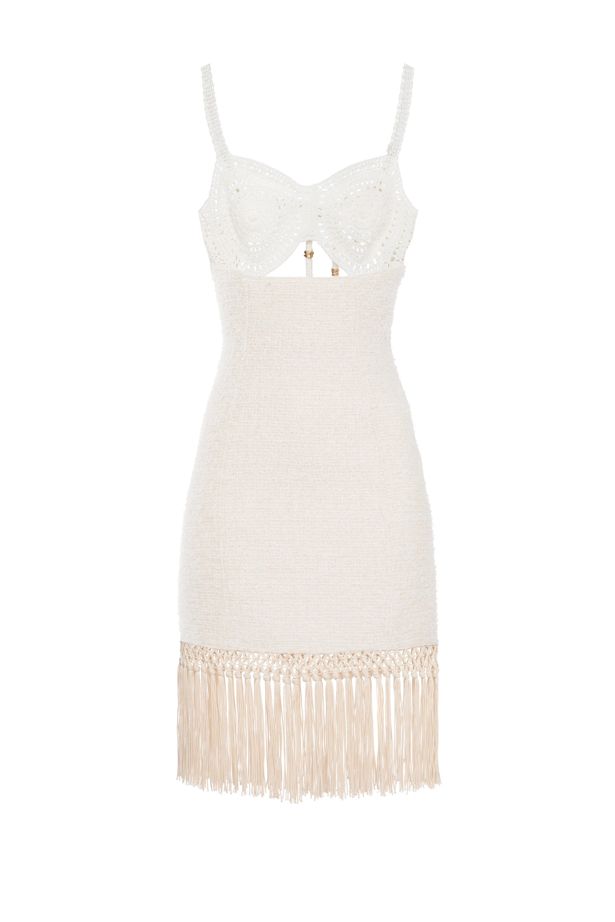 Abito midi crochet con frange