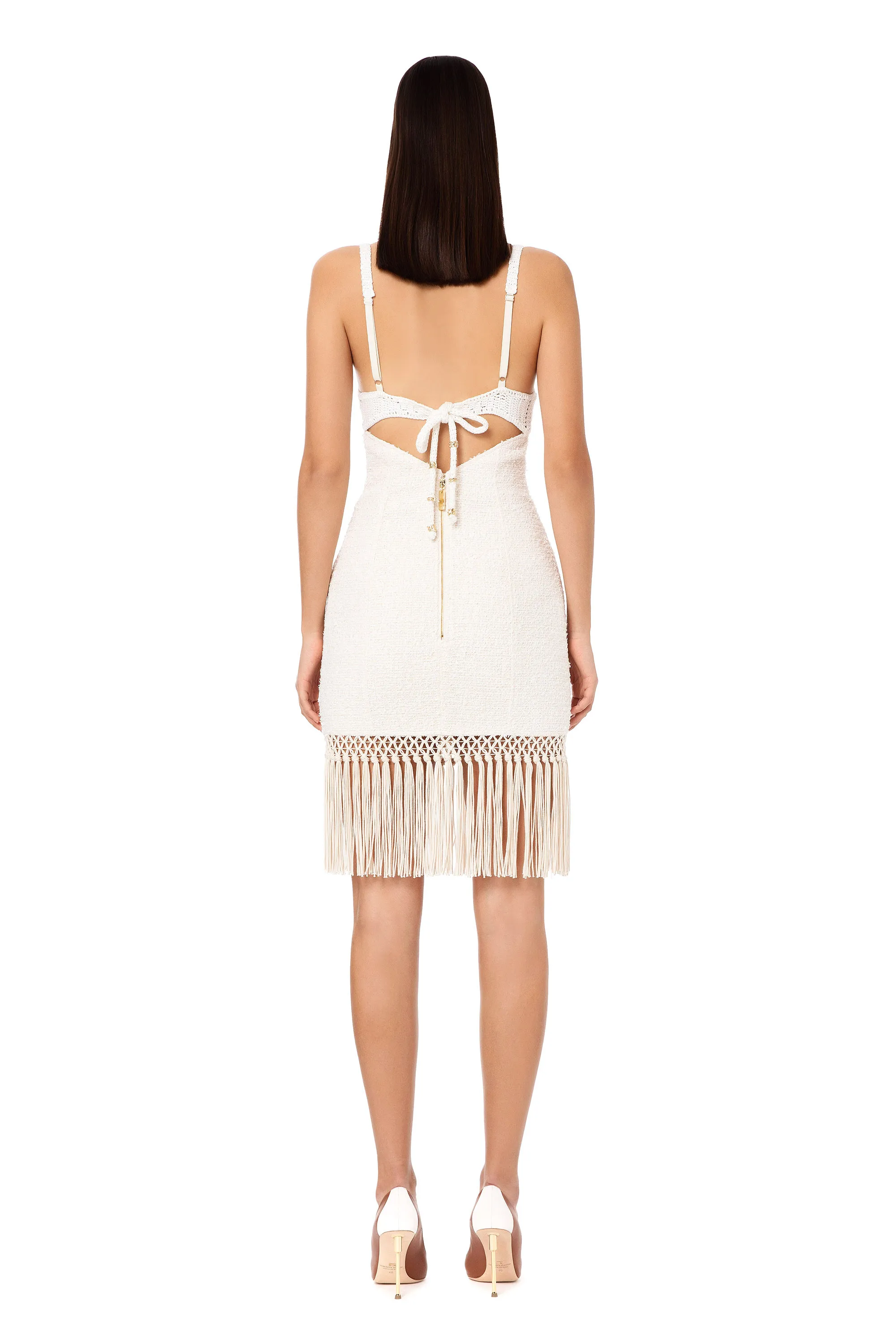 Abito midi crochet con frange