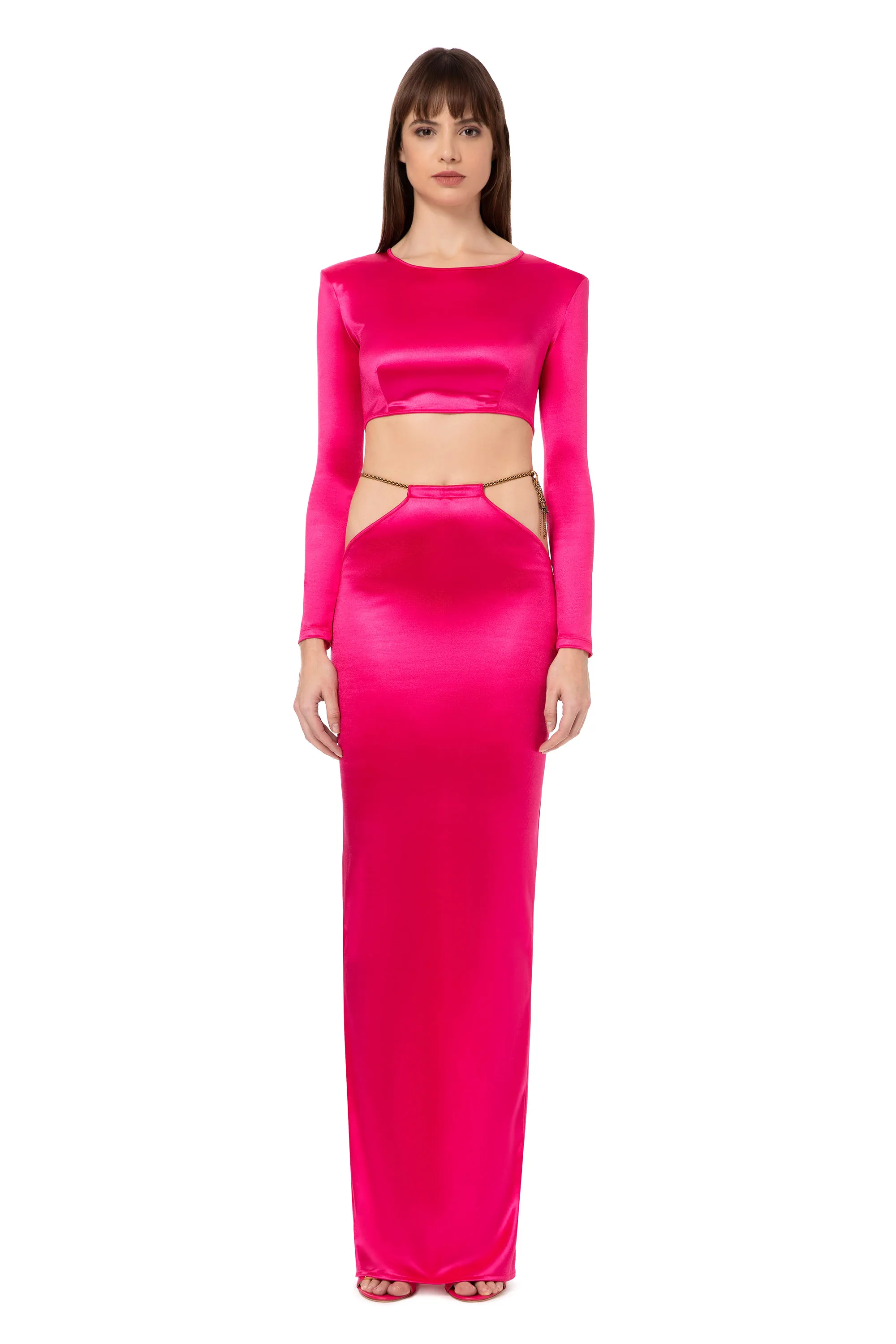 Abito red carpet con cintura in catena