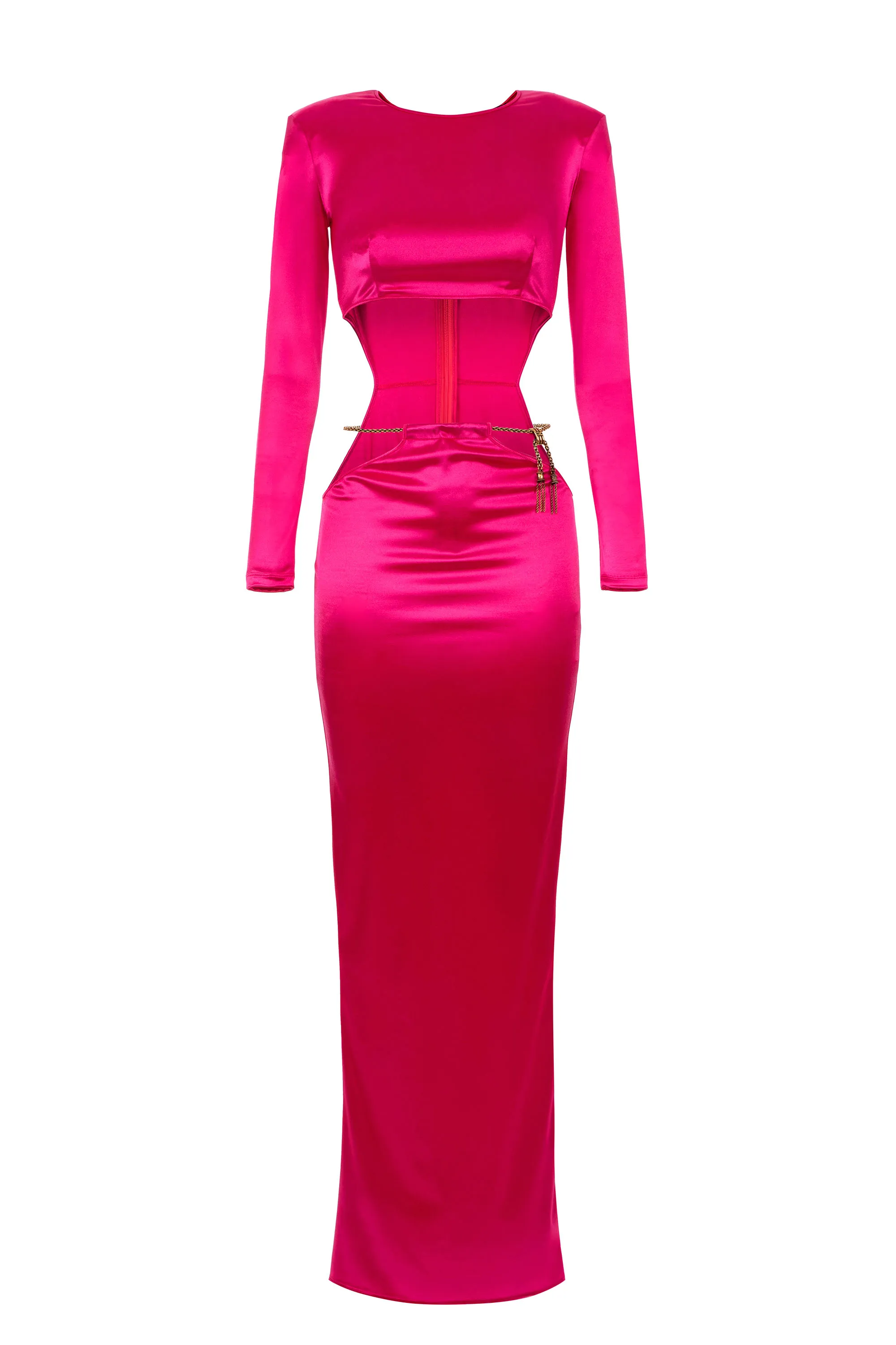 Abito red carpet con cintura in catena