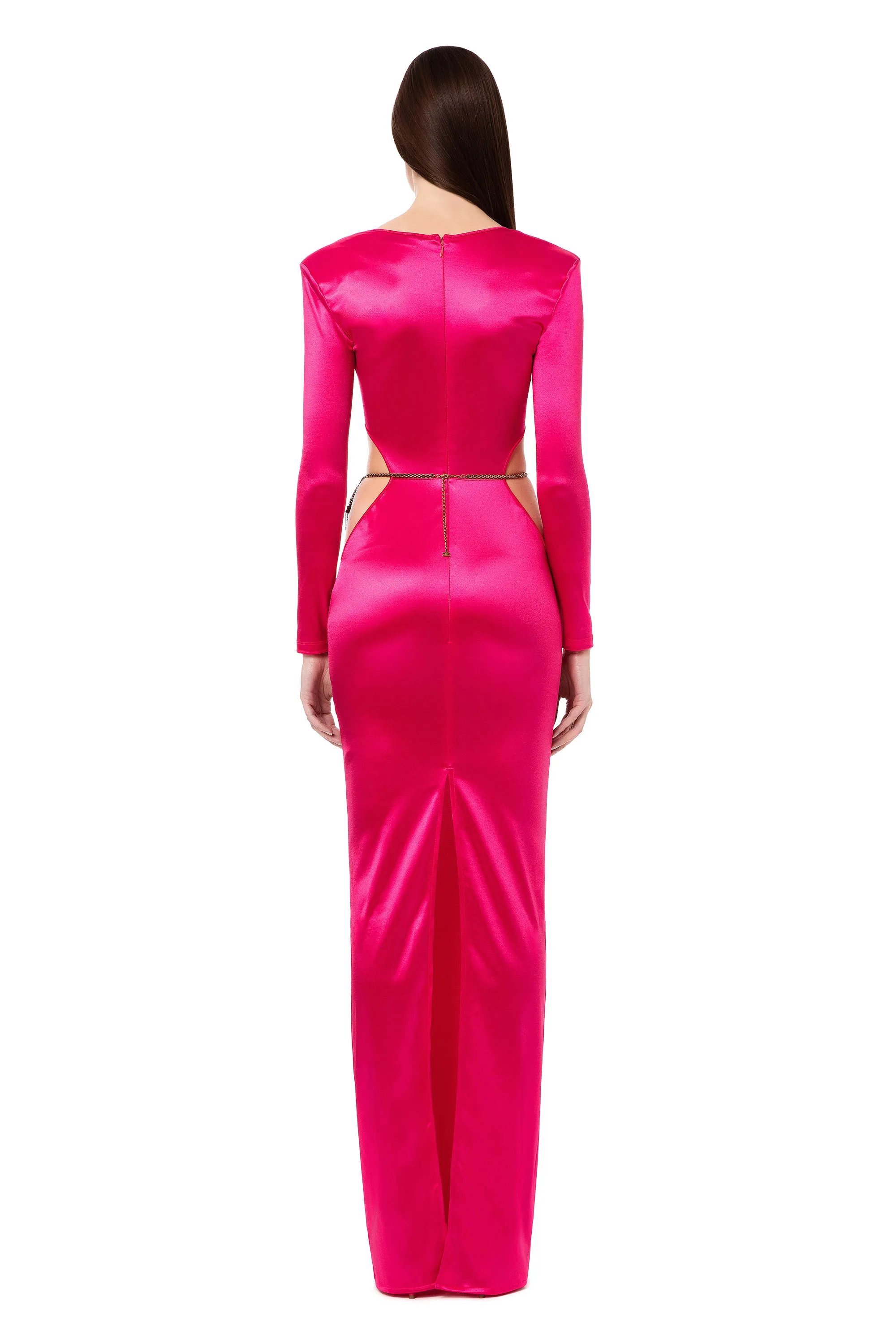 Abito red carpet con cintura in catena