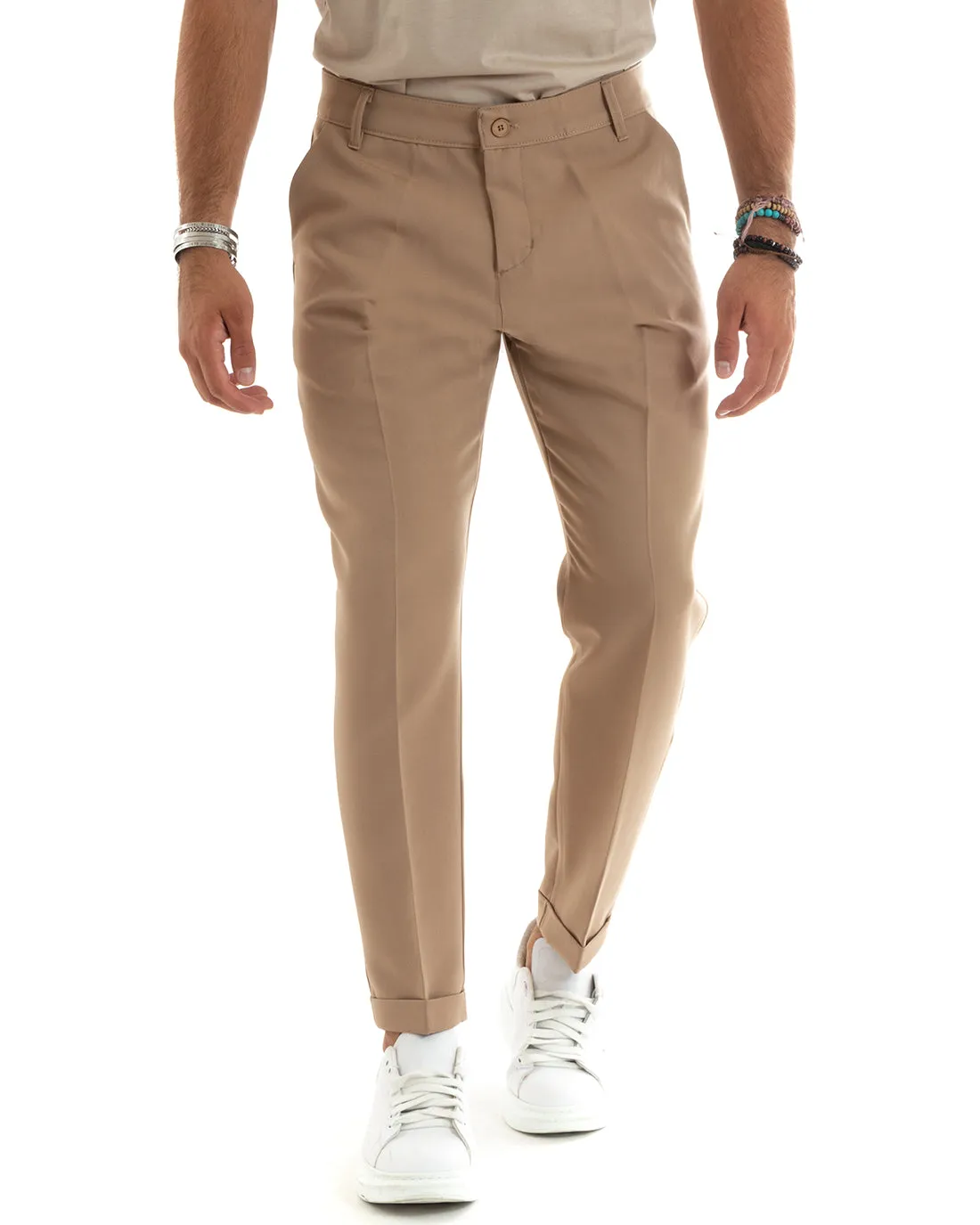 Abito Uomo Monopetto Vestito Viscosa Completo Giacca Pantaloni Camel Elegante Cerimonia GIOSAL-OU2409A