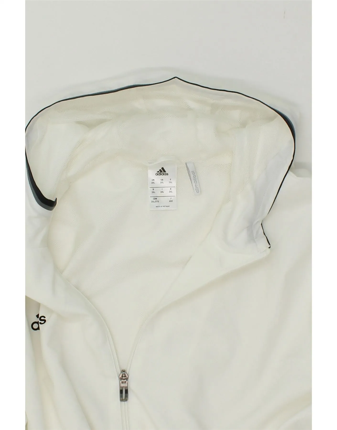 ADIDAS Mens Hooded Windbreaker Jacket UK 44 2XL White Polyester