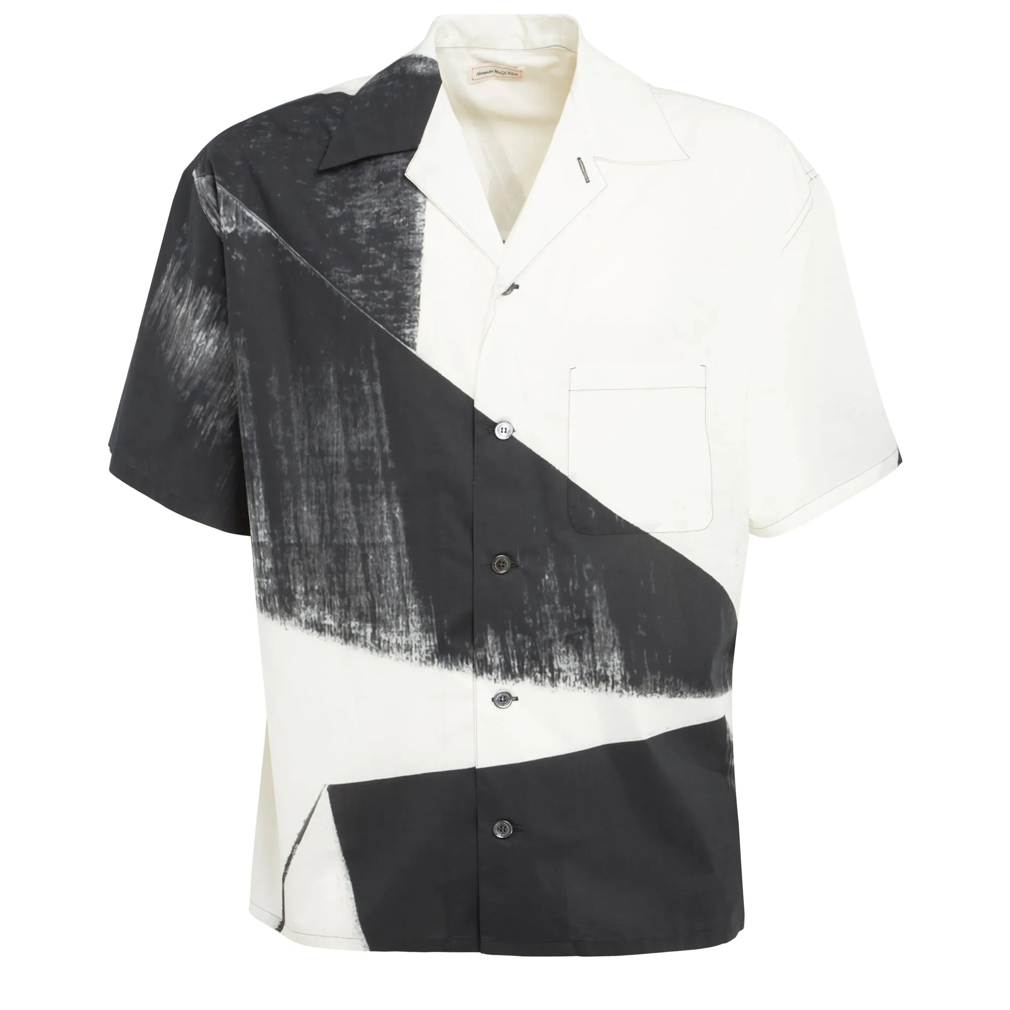 ALEXANDER MCQUEEN  Camicia hawaiana in cotone bianca e nera