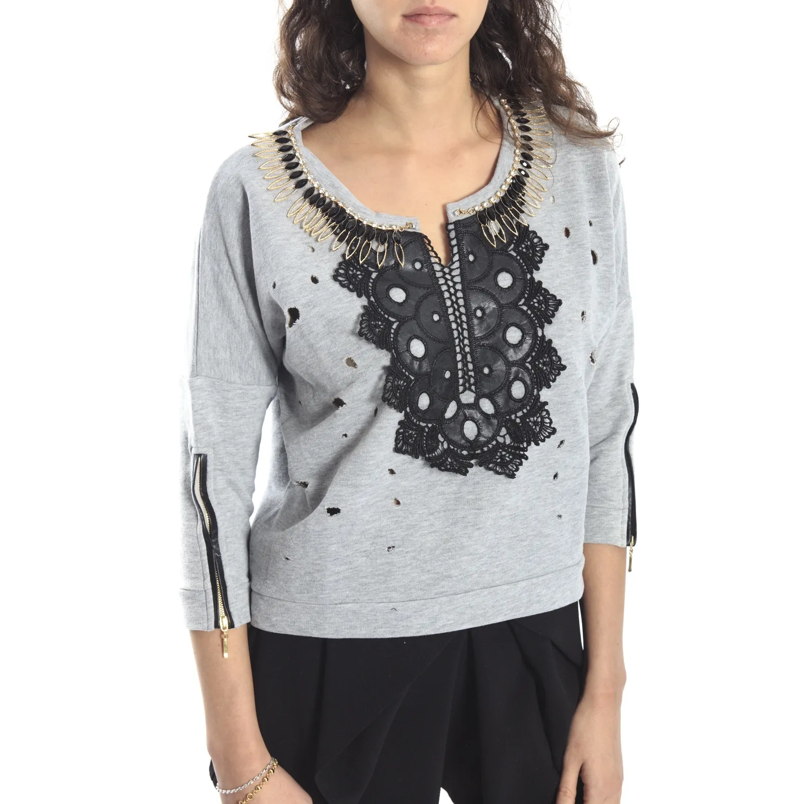 ALMAGORES Felpa con dett. collana GRIGIO Art. 541AL60613