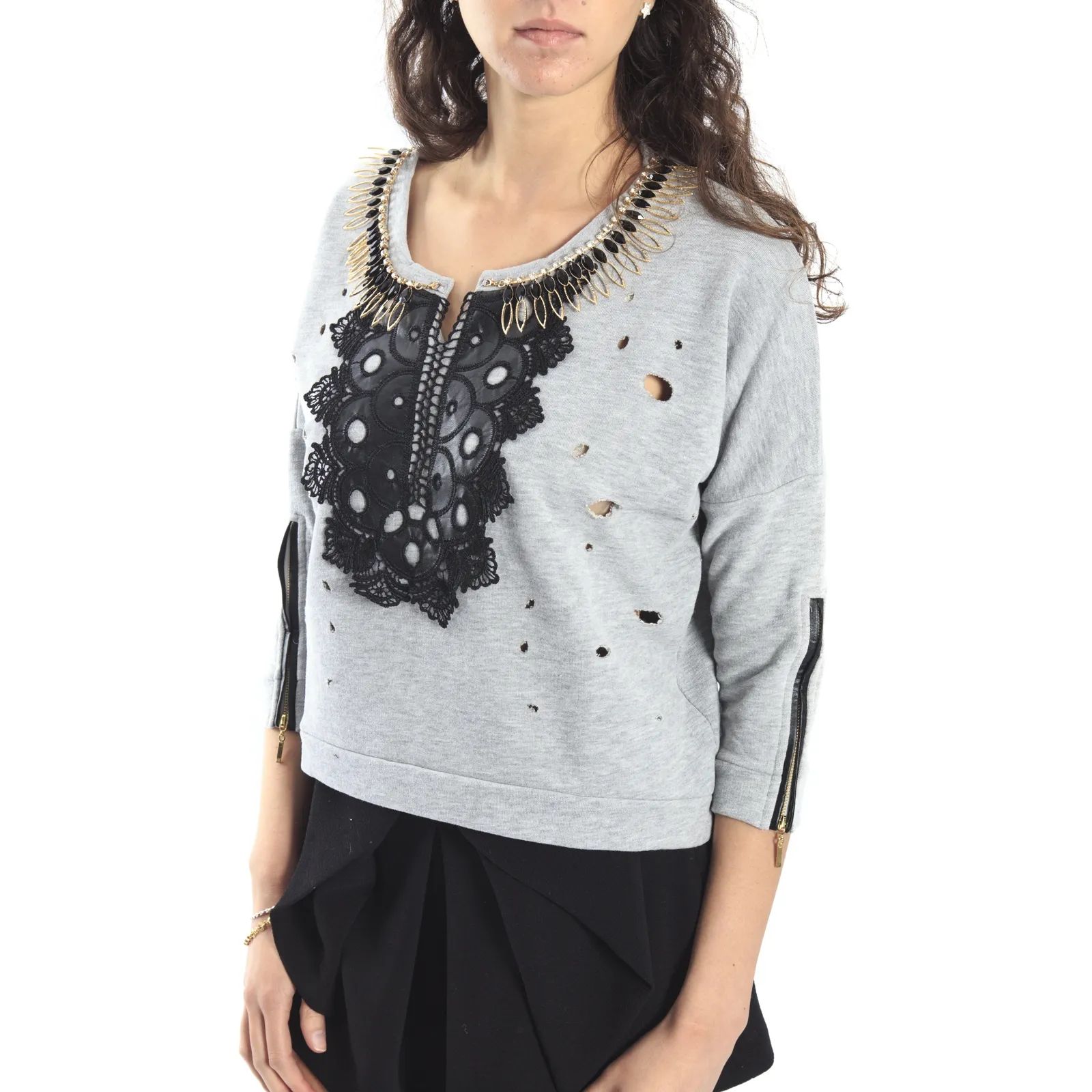 ALMAGORES Felpa con dett. collana GRIGIO Art. 541AL60613