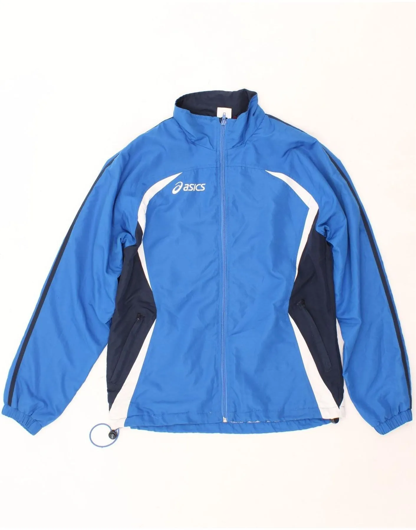 ASICS Mens Rain Jacket UK 38 Medium Blue Colourblock Polyester