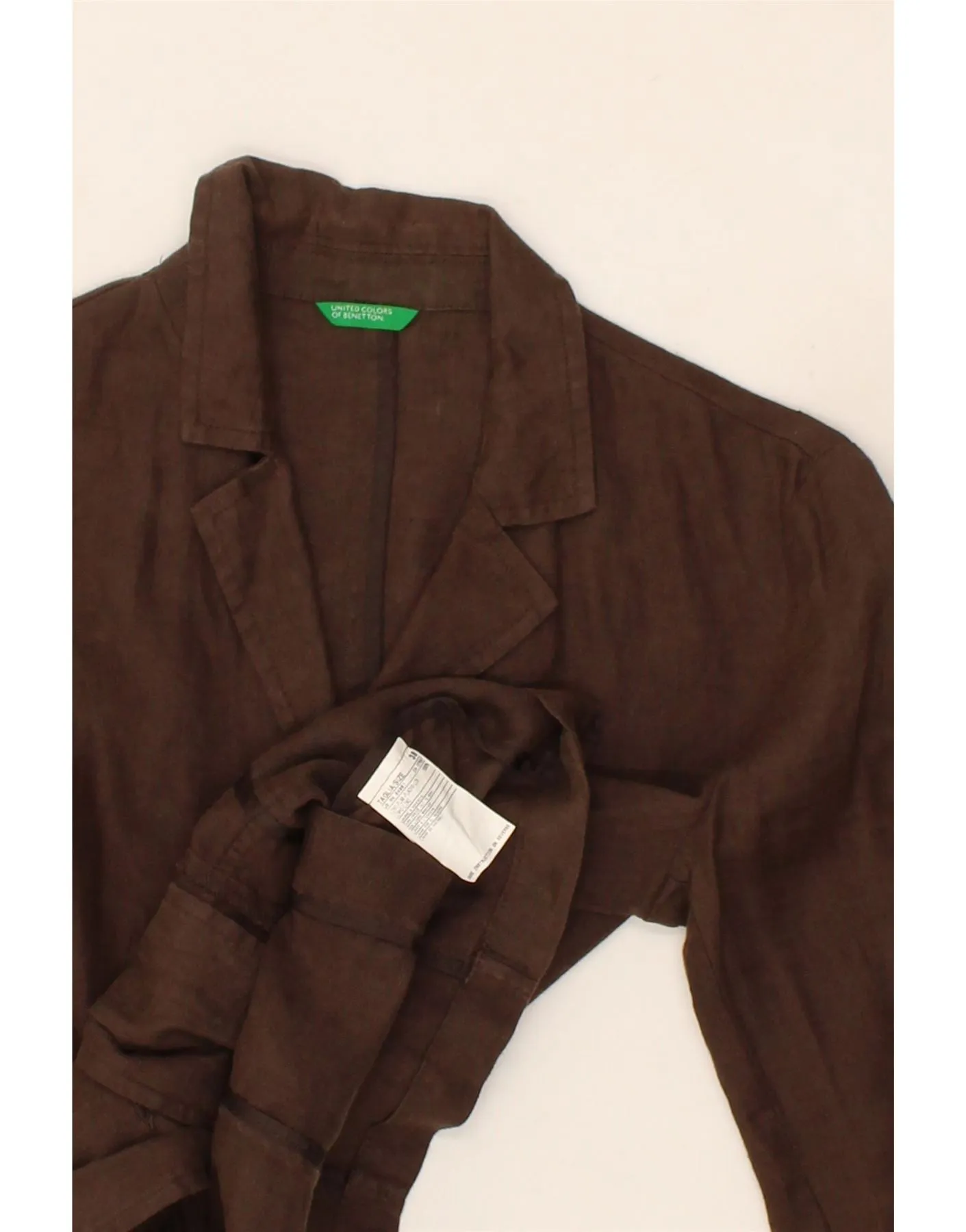 BENETTON Womens 3 Button Blazer Jacket IT 38 XS Brown Linen