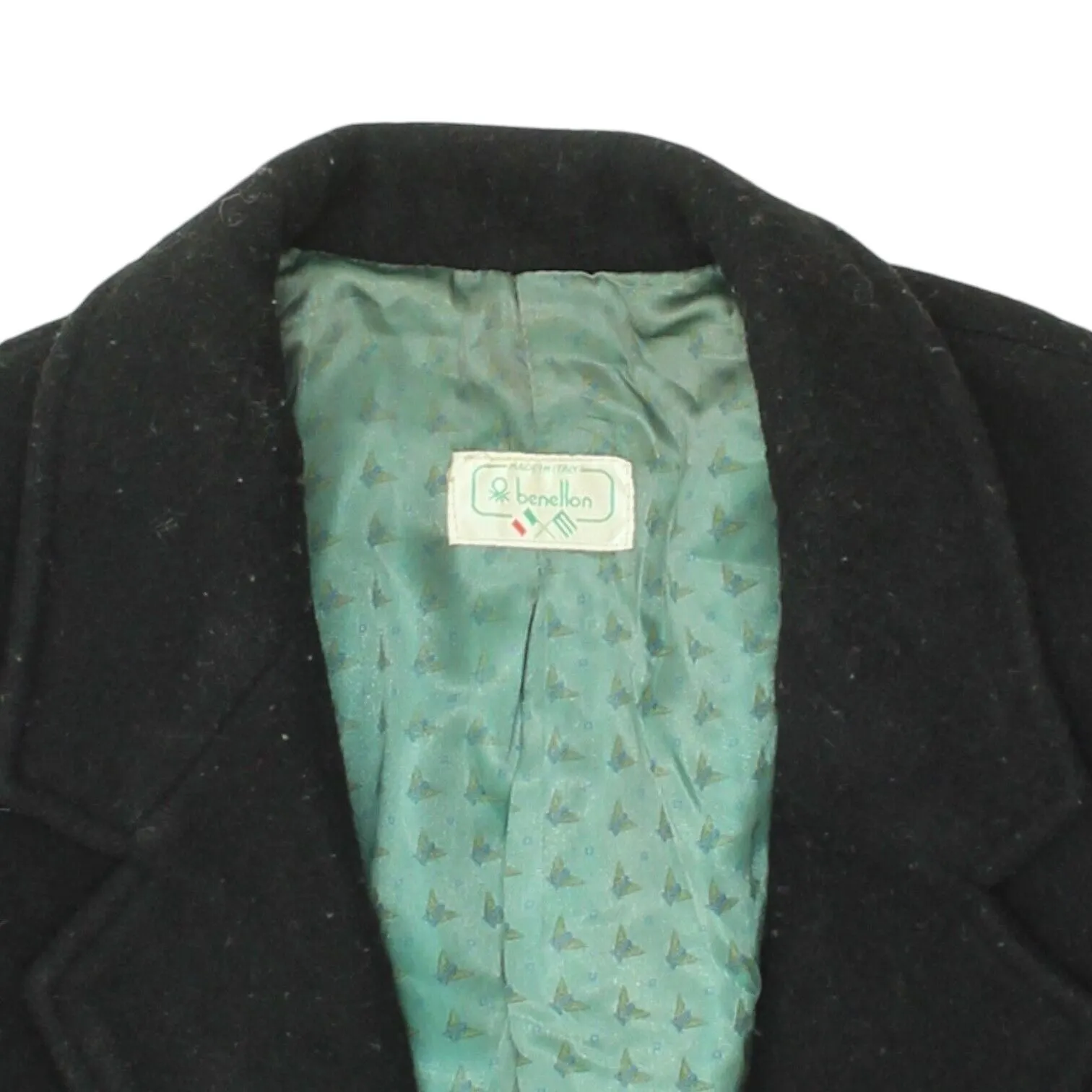 Benetton Womens Black 1 Button Wool Blazer Jacket | Vintage Designer Formal VTG