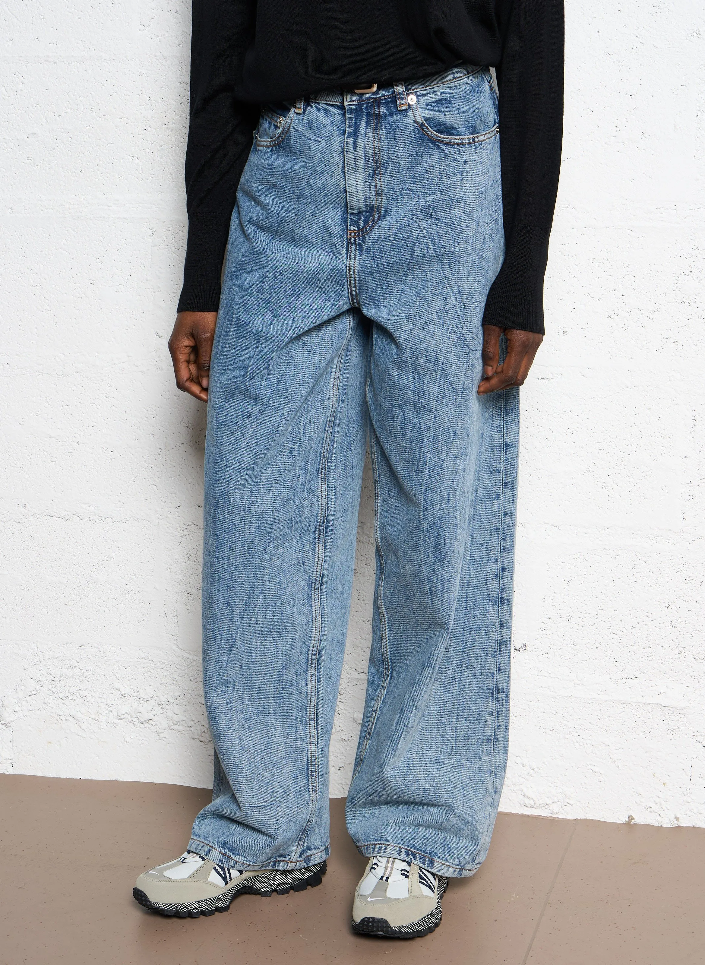 BERENICE   ISTANBUL - Jeans larghi a vita alta in cotone | Blu
