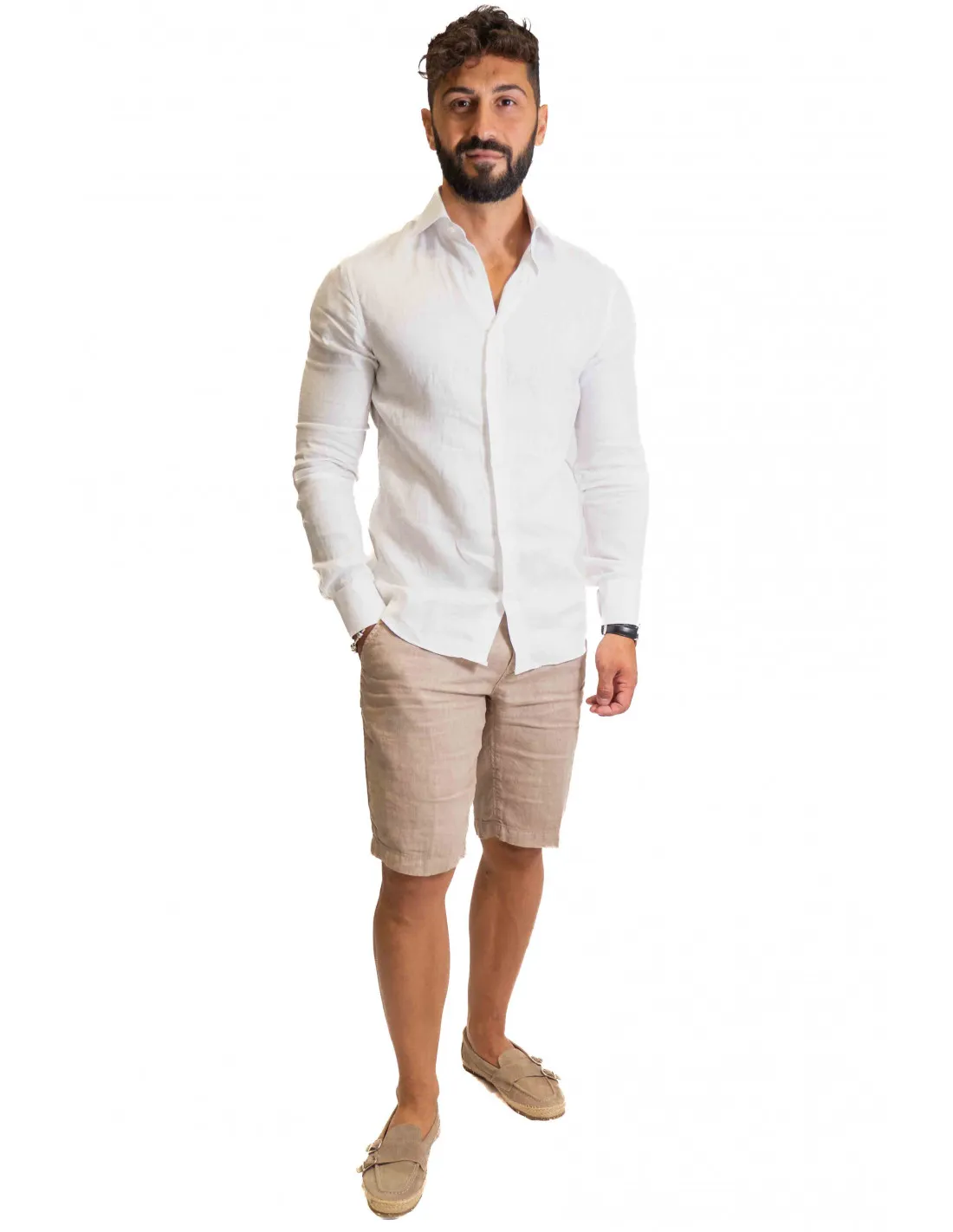Bermuda Uniform Jeans - Spike Lino Nocciola