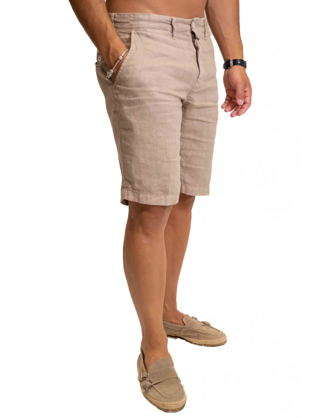 Bermuda Uniform Jeans - Spike Lino Nocciola