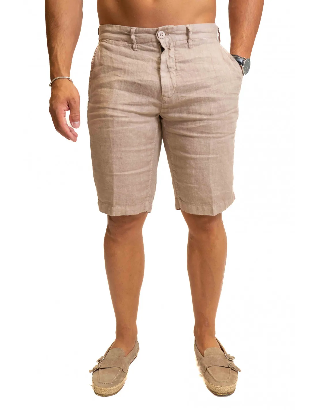 Bermuda Uniform Jeans - Spike Lino Nocciola