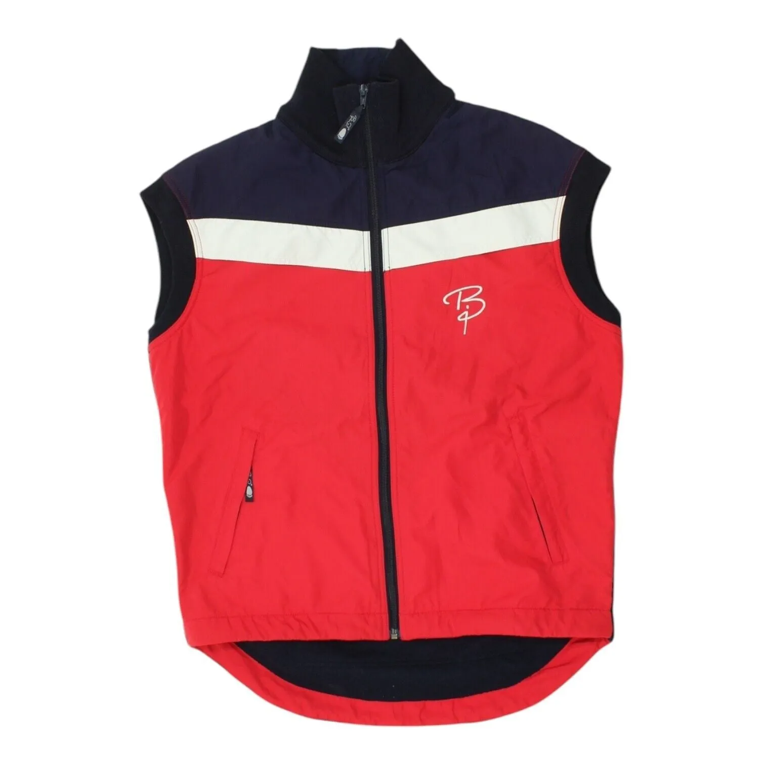 Bjorn D. Mens Red Navy Fleece Lined Gilet | Vintage Tracksuit Sleeveless Jacket