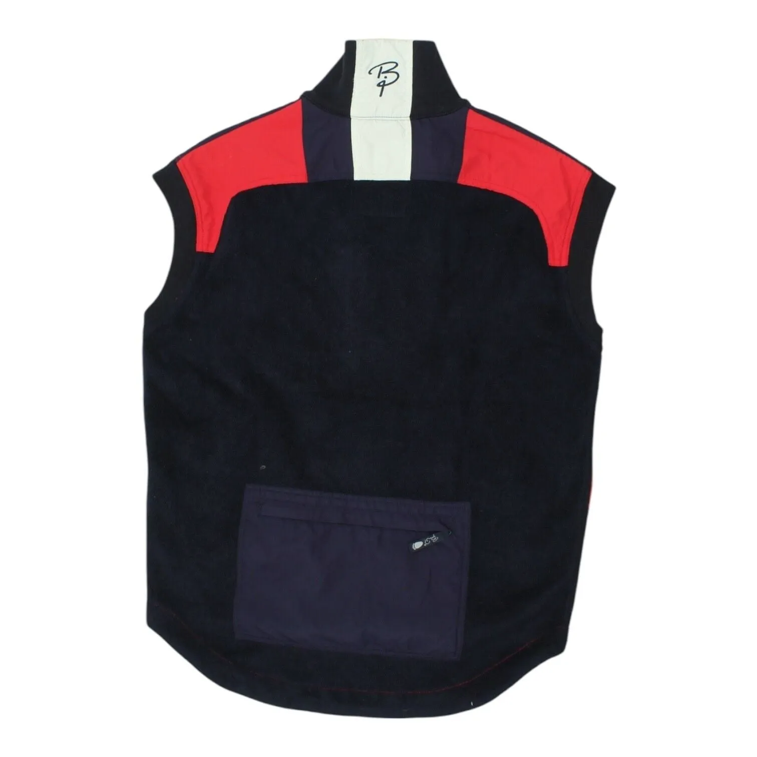 Bjorn D. Mens Red Navy Fleece Lined Gilet | Vintage Tracksuit Sleeveless Jacket