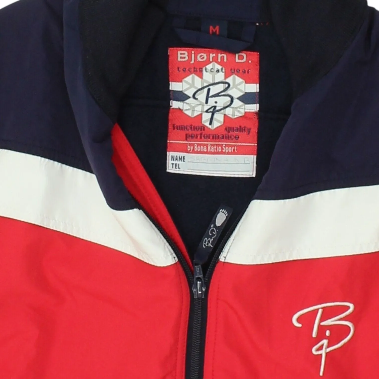 Bjorn D. Mens Red Navy Fleece Lined Gilet | Vintage Tracksuit Sleeveless Jacket