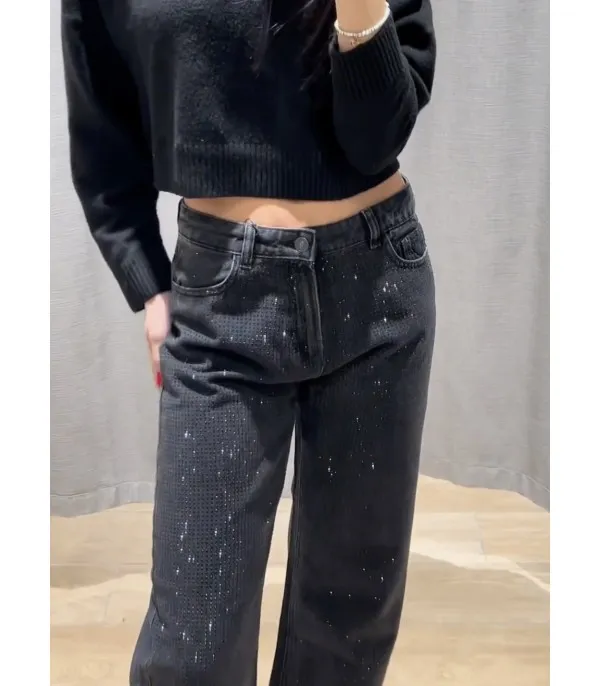 Black-strass denim streight