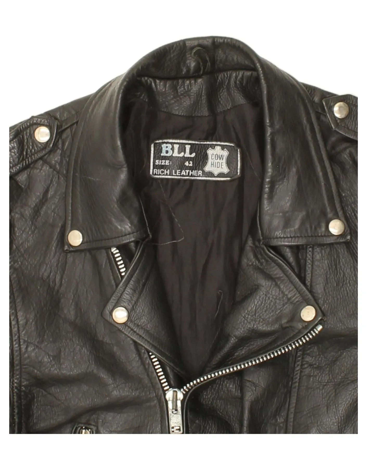 BLL Mens Vintage Leather Jacket UK 42 XL Black Leather 80s