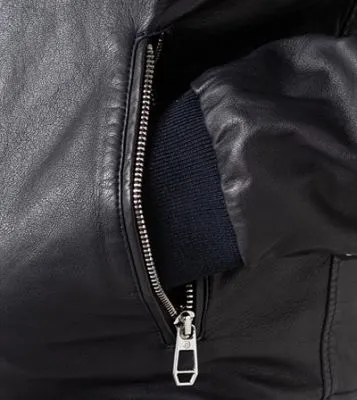 Blue milestone bomber jacket in lamb nappa leather