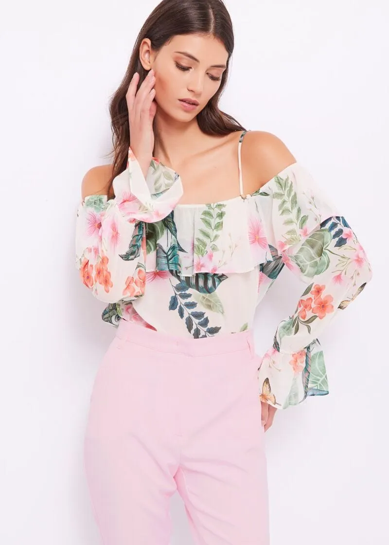 Blusa floreale in georgette