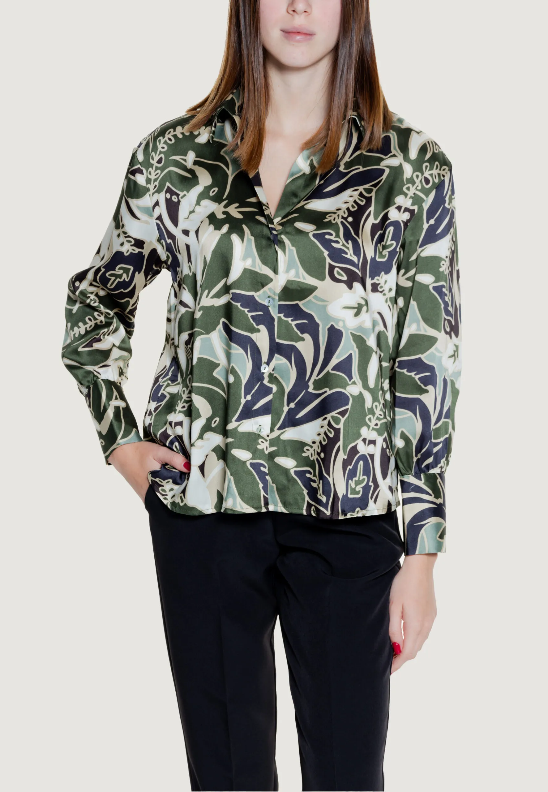 Bluse manica lunga Only Onlpalma L/S Ptm Verde Oliva