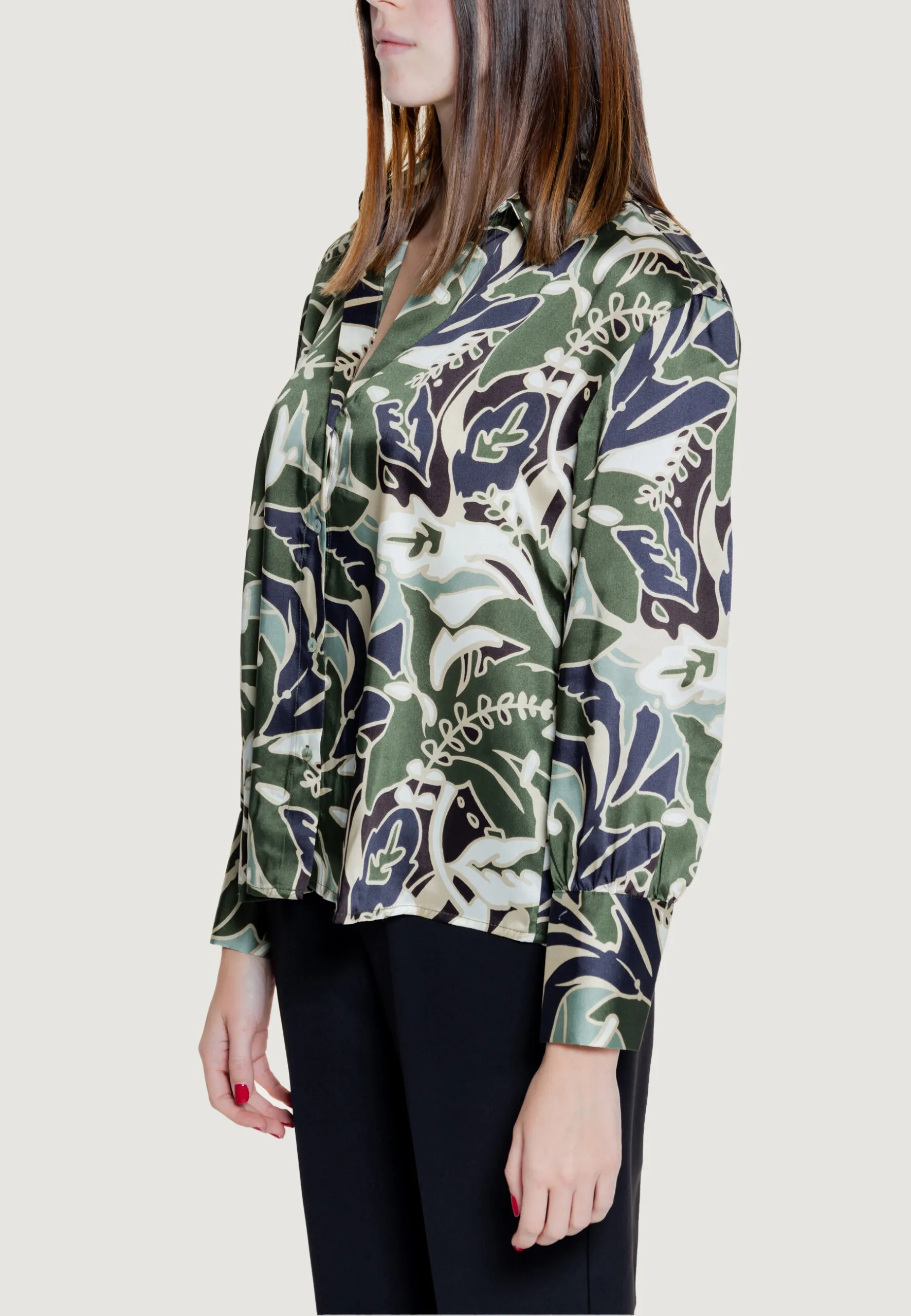 Bluse manica lunga Only Onlpalma L/S Ptm Verde Oliva