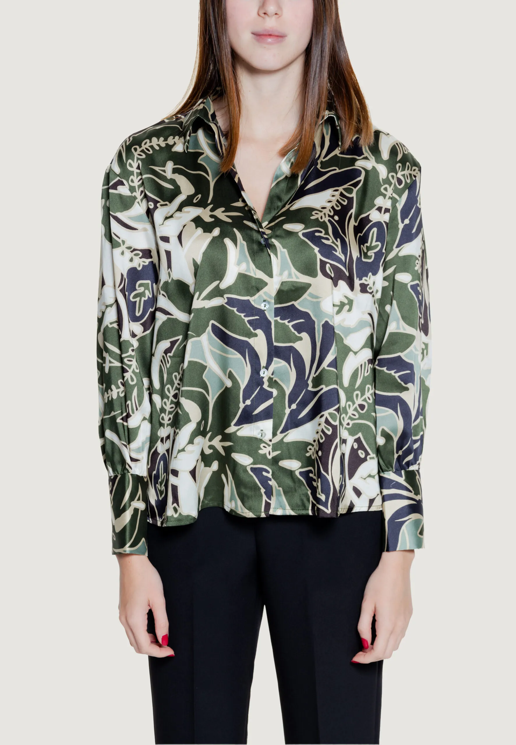 Bluse manica lunga Only Onlpalma L/S Ptm Verde Oliva