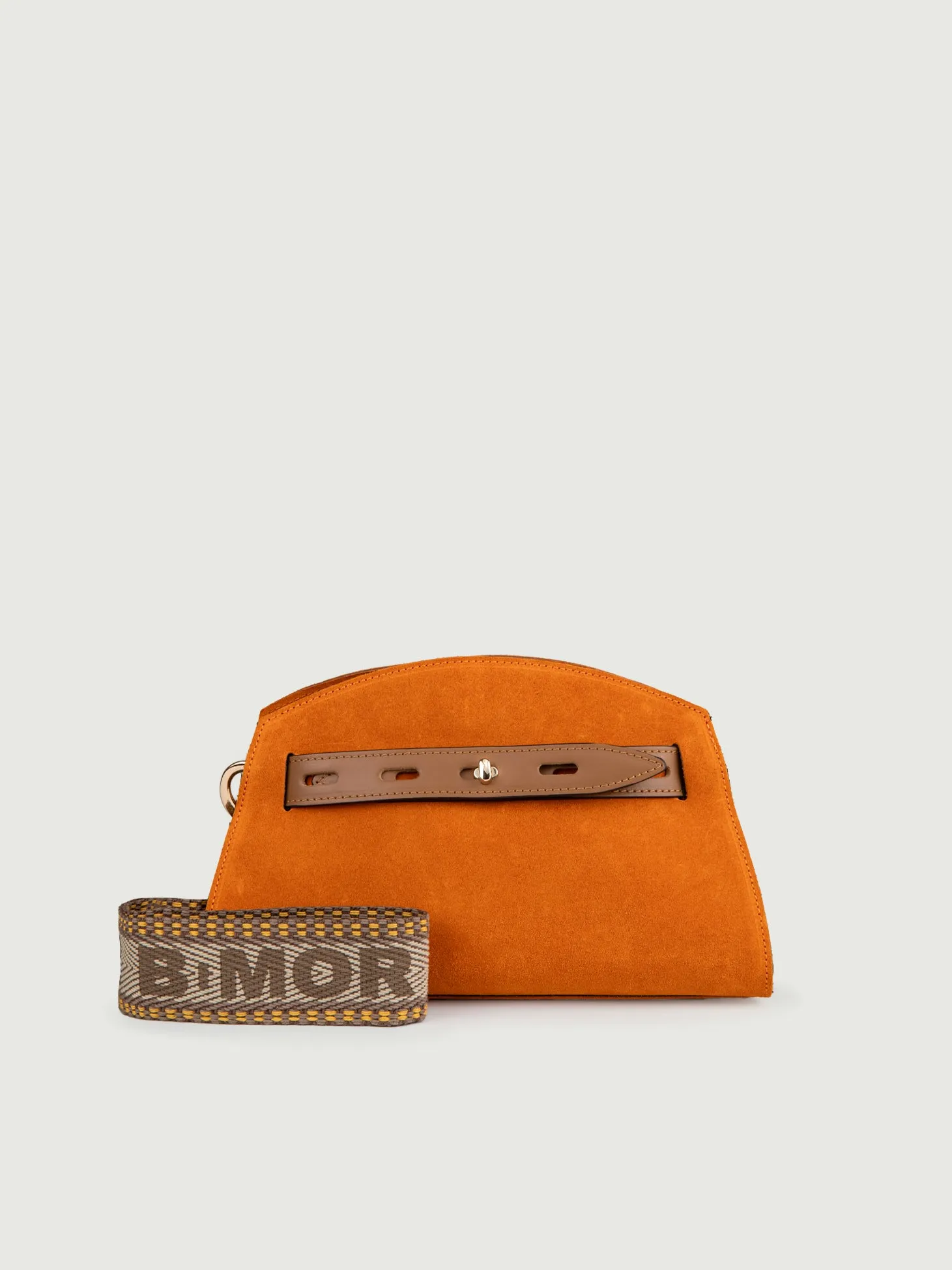 BORSA A TRACOLLA IN CAMOSCIO ARANCIONE CON INSERTI IN PELLE CUOIO SOPH