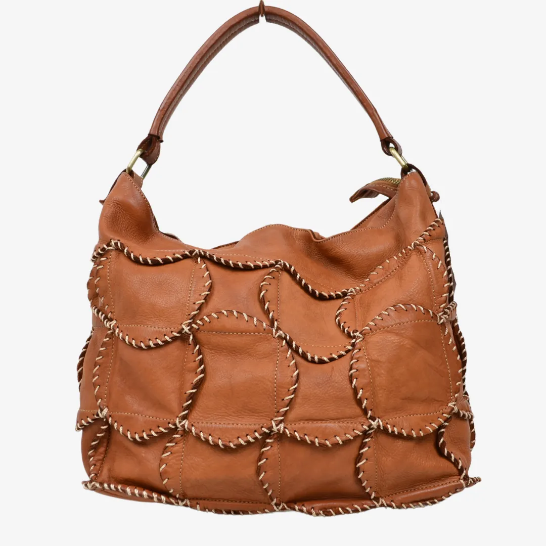 Borsa Donna con Fiori di Pelle Cuoio Made in Italy