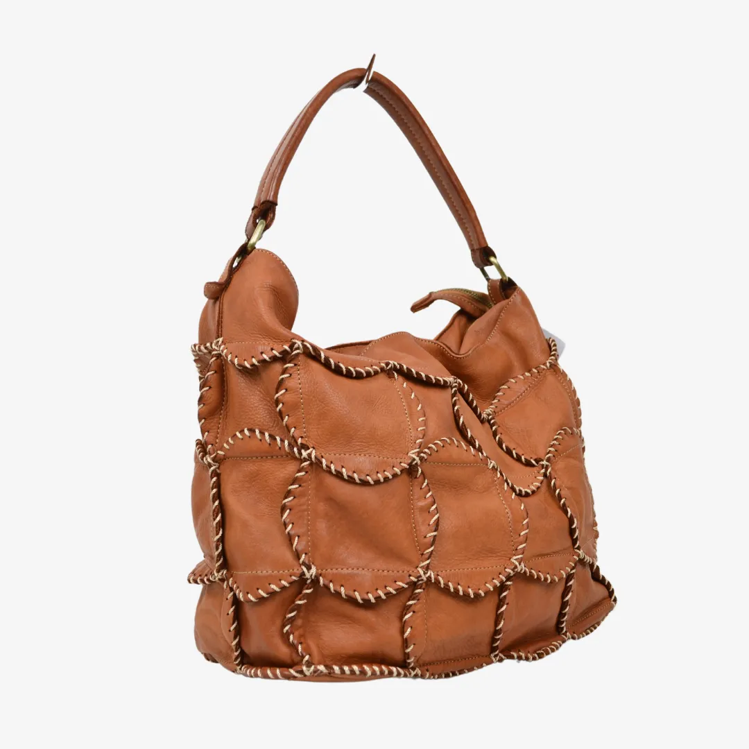 Borsa Donna con Fiori di Pelle Cuoio Made in Italy