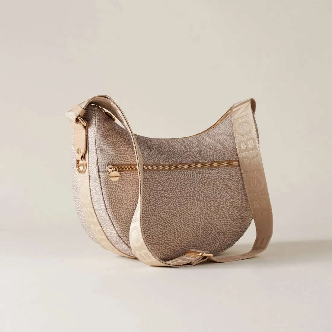 Borsa media Borbonese Luna Bag sabbia in nylon OP riciclato