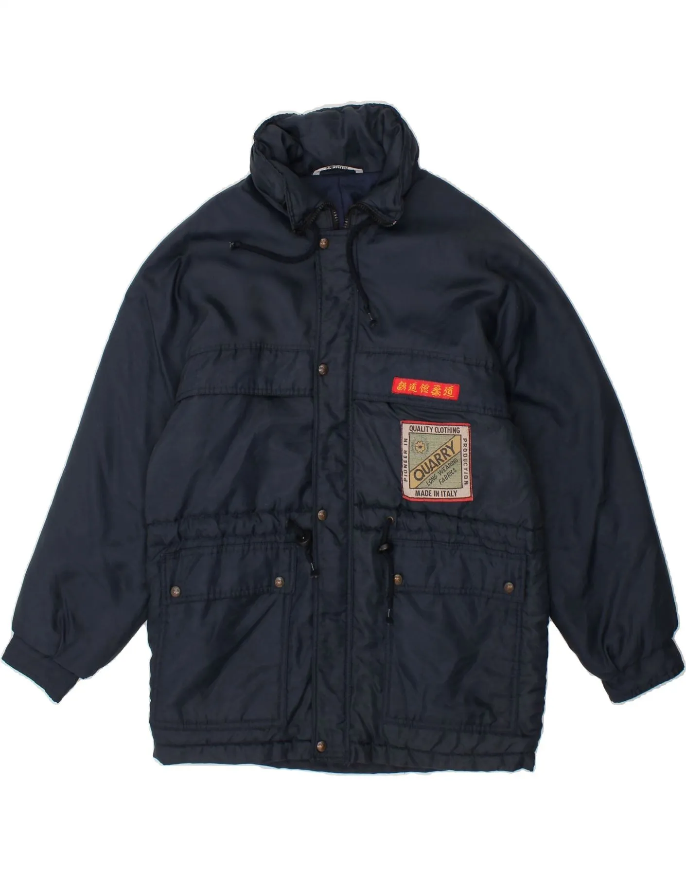 BRUGI Mens Hooded Windbreaker Jacket IT 46 Small Navy Blue Polyamide