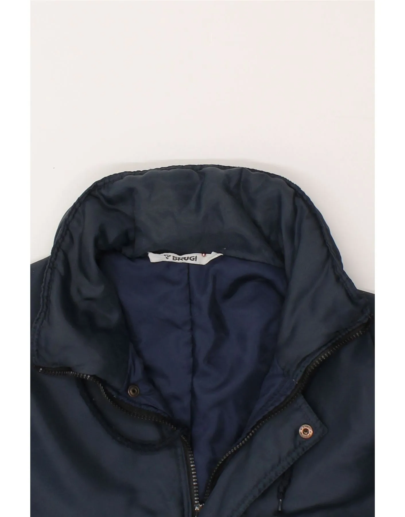 BRUGI Mens Hooded Windbreaker Jacket IT 46 Small Navy Blue Polyamide