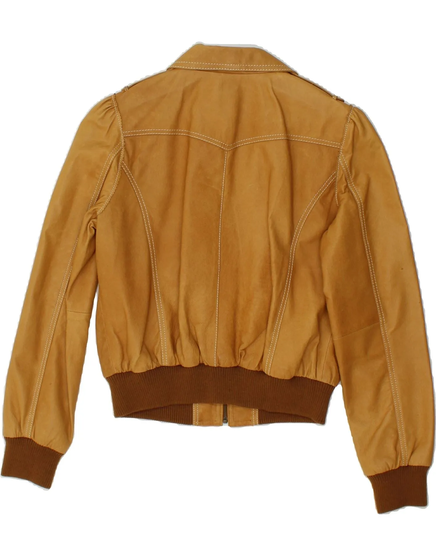 C&A Womens Leather Jacket IT 42 Medium Brown Leather