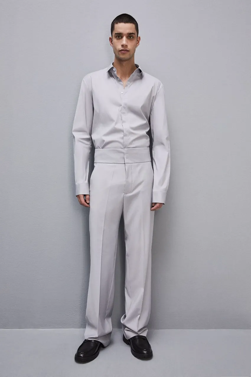 Camicia aderente senza pinces in twill di viscosa     