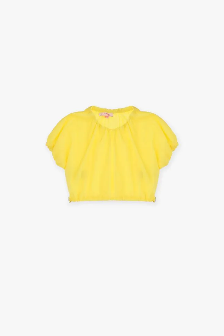 Camicia bambina in puro cotone monocolour con orli elasticizzati