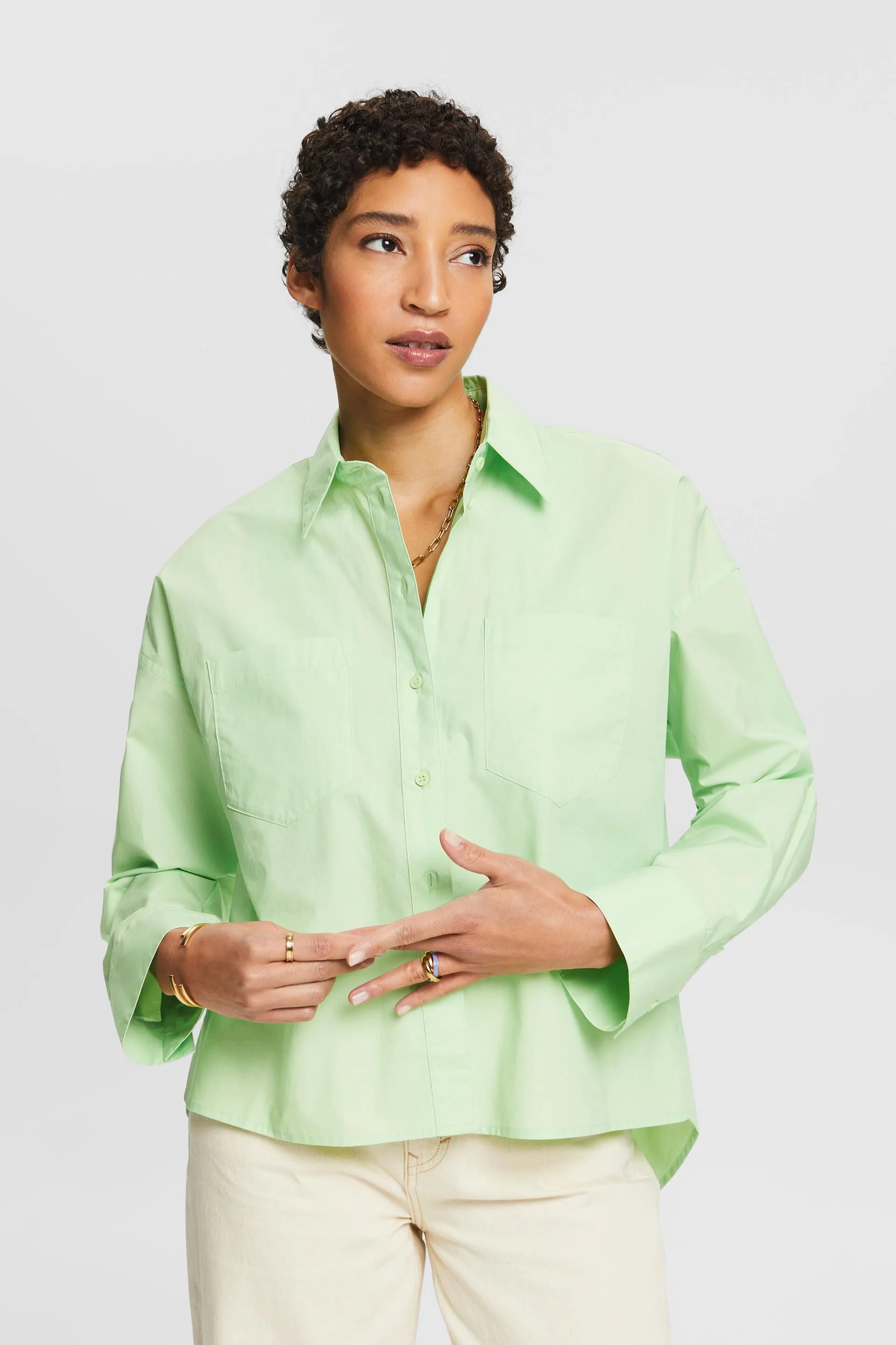 Camicia button-up in popeline di cotone