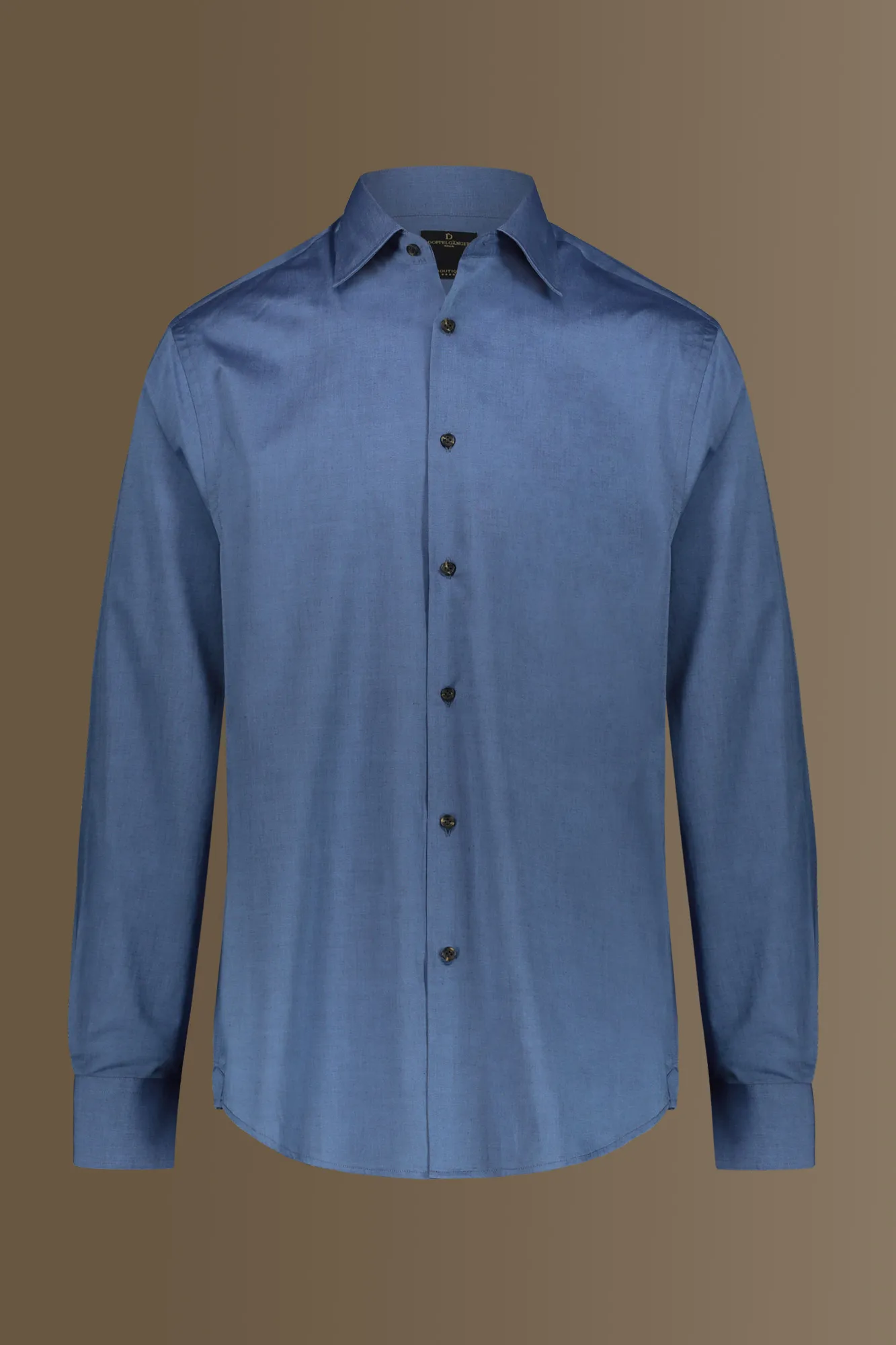 Camicia casual collo francese uomo tessuto chambray