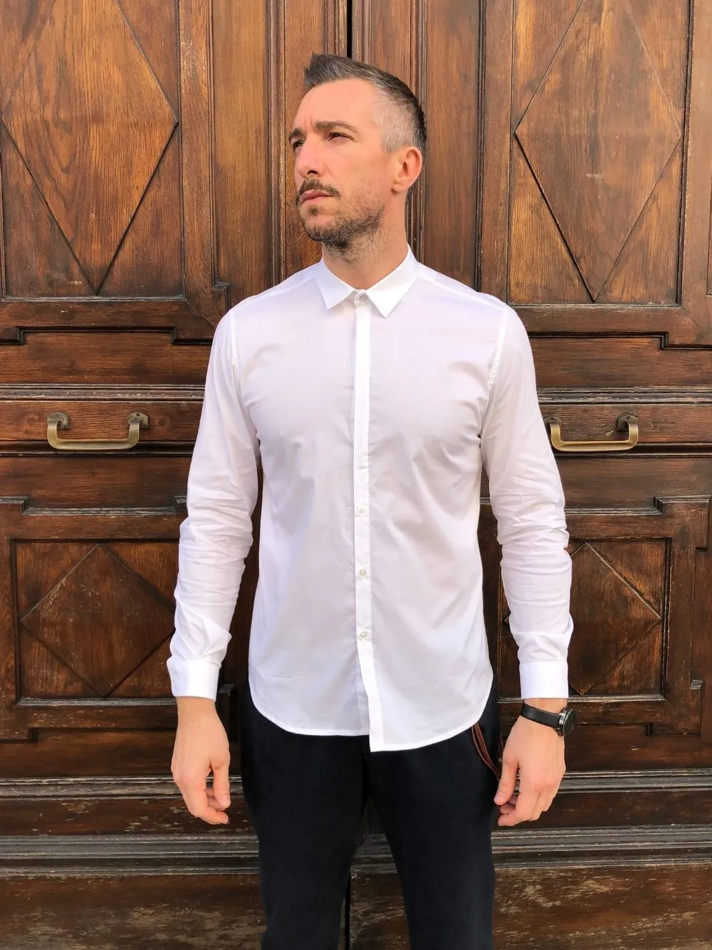 Camicia colletto bottone argento officina36