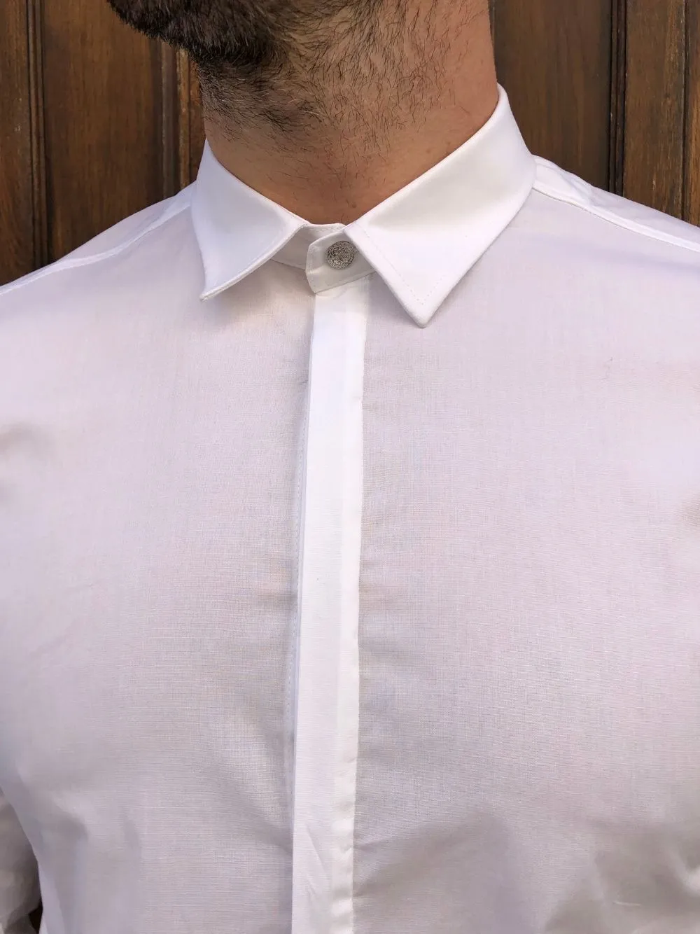 Camicia colletto bottone argento officina36